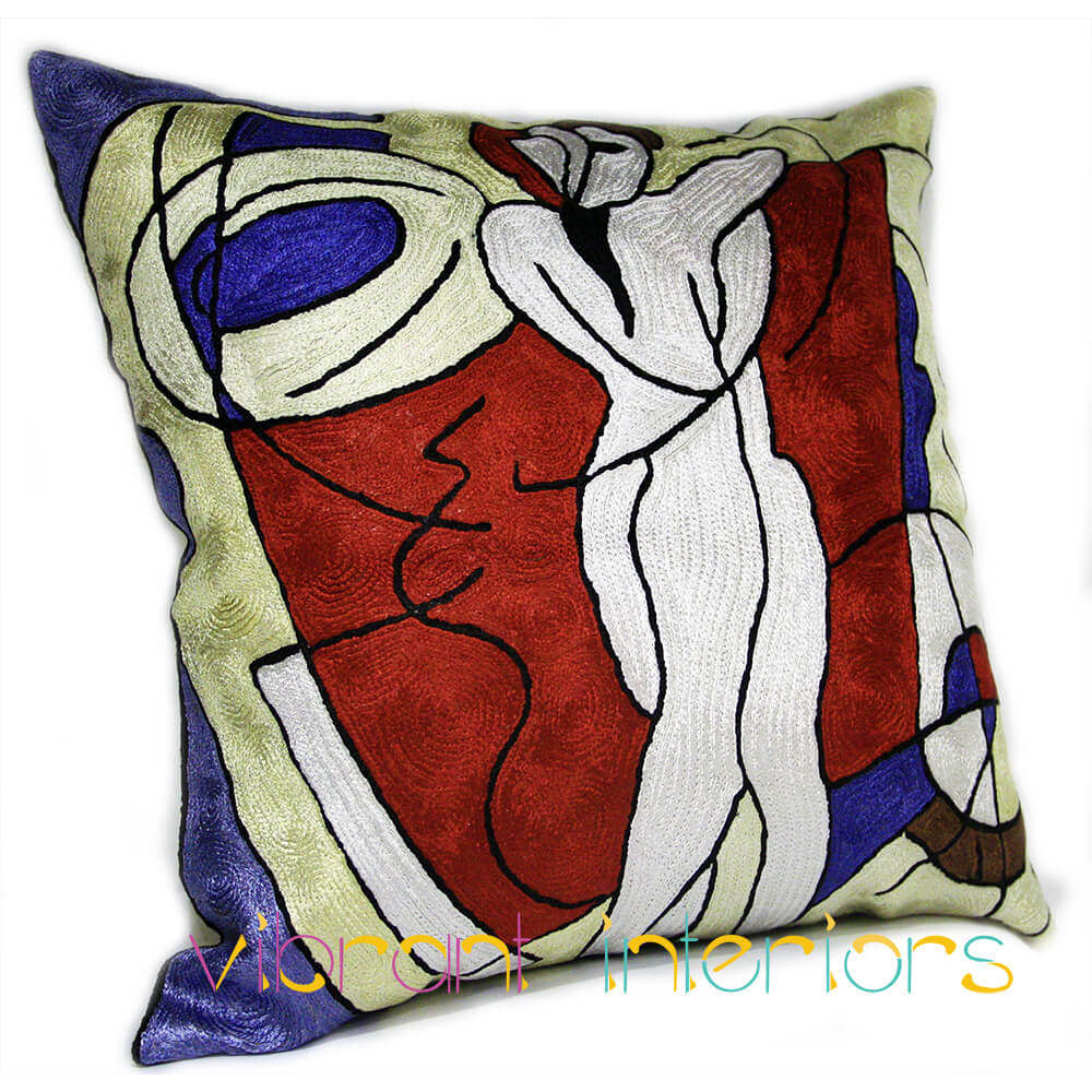 Contemporary Art Abstract Decorative Modern Designer 18x18inch Silk Throw Pillow Cushion Cover