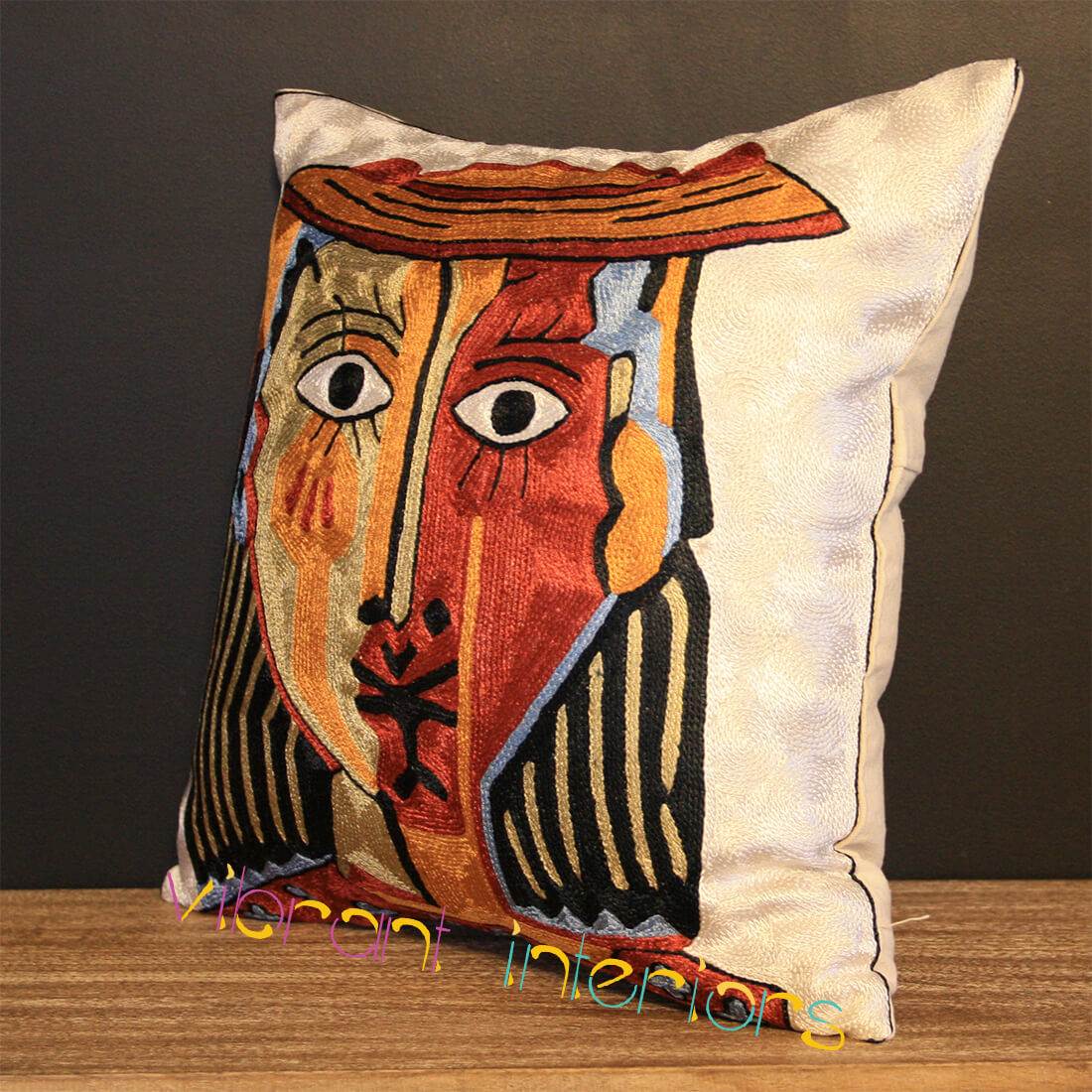 Contemporary Art Abstract Decorative Modern Designer 18x18inch Silk Multi-colour Vibrant Throw Pillow Cushion Cover