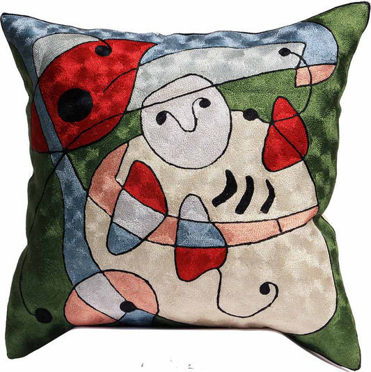 Contemporary Art Abstract Decorative Modern Designer 18x18inch Silk Multi-colour Vibrant Throw Pillow Cushion Cover