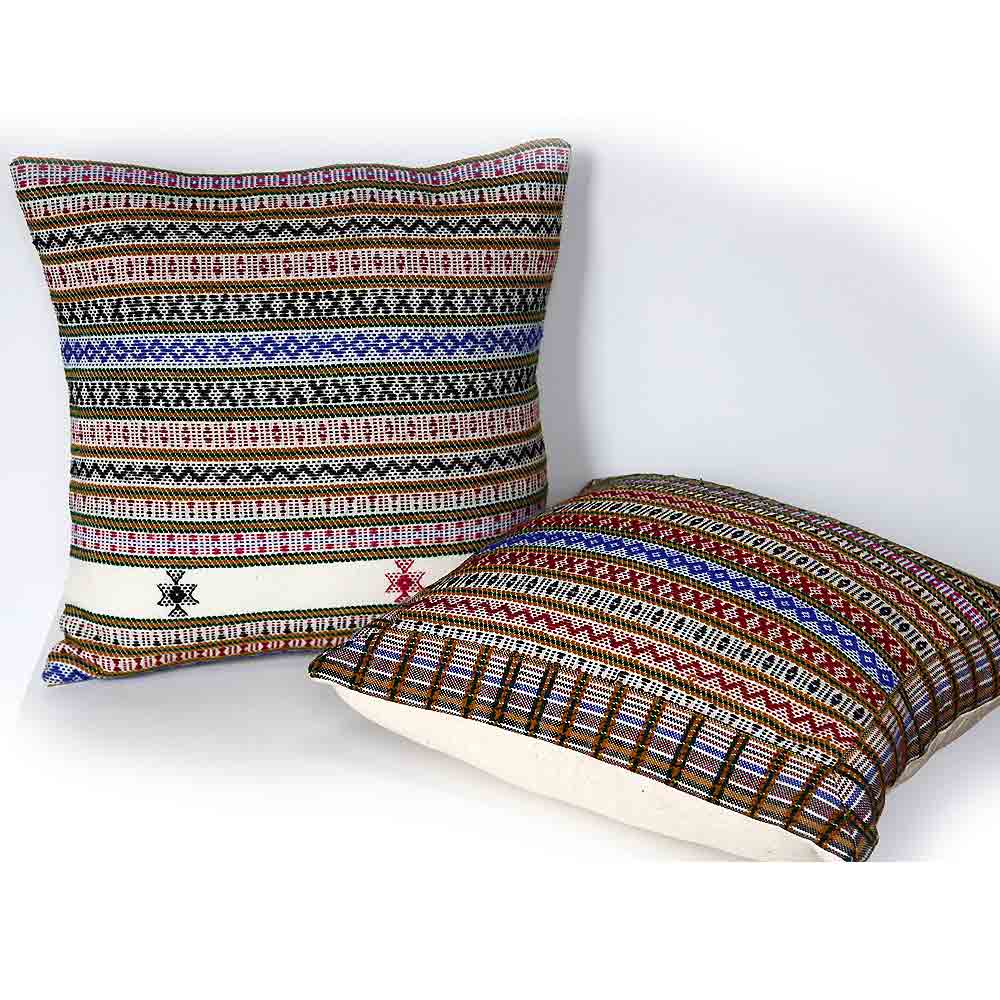 Ethnic stripped tribal pattern tapestry cushion covers textured on vibrant colours Bohemian style decor