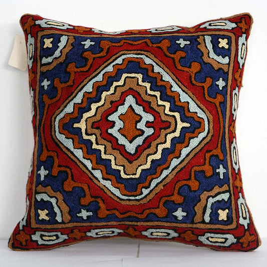 Eye Goz Motif Kilim Tapestry Pattern Throw Pillow Turkish Chic Ethnic, Traditional, Contemporary Style, Accent Cushion Made in West Asia