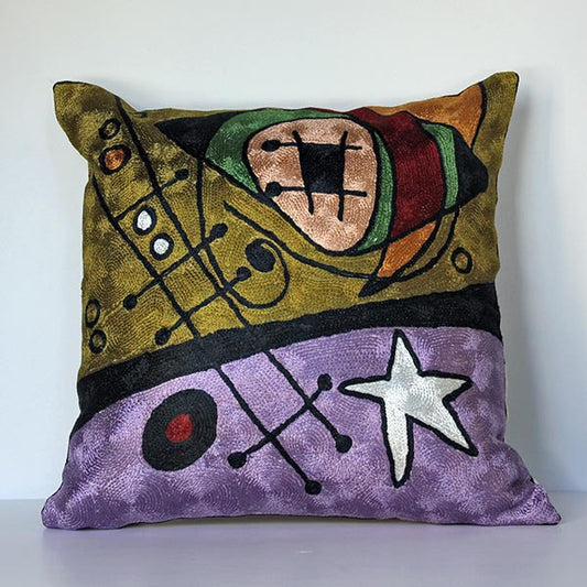 Green Purple Miro Abstract Art Contemporary Modern Cushion Cover Scatter Throw Pillow 45cm