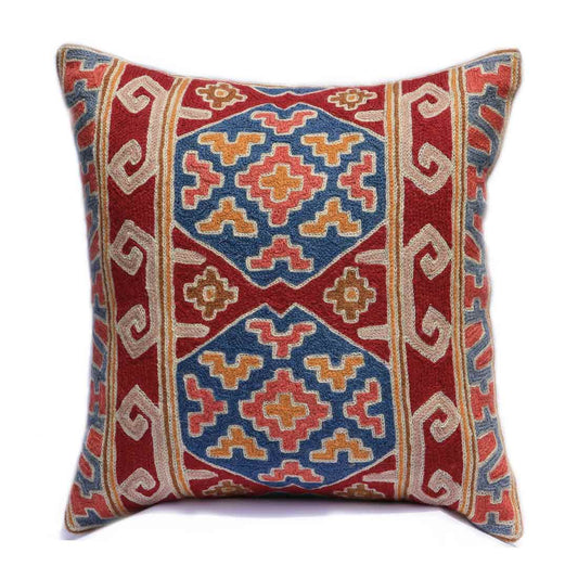 Ram's Horn Motif Kilim Tapestry Pattern Throw Pillow Turkish Chic Ethnic, Traditional, Contemporary Style, Accent Cushion Made in West Asia