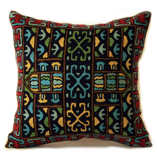 Kilim Motif Tapestry Pattern Throw Pillow Turkish Chic Ethnic, Traditional, Contemporary Style, Accent Cushion Made in West Asia