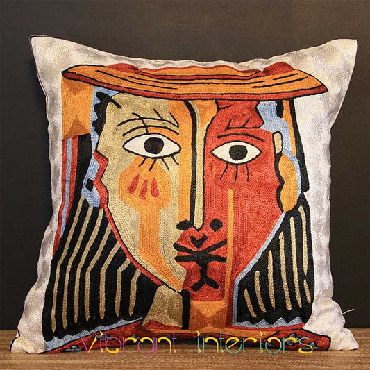 Contemporary Art Abstract Decorative Modern Designer 18x18inch Silk Multi-colour Vibrant Throw Pillow Cushion Cover