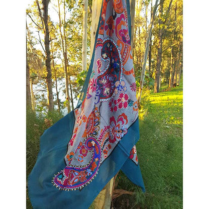 Greenish Floral Paisley Ethnic Scarf